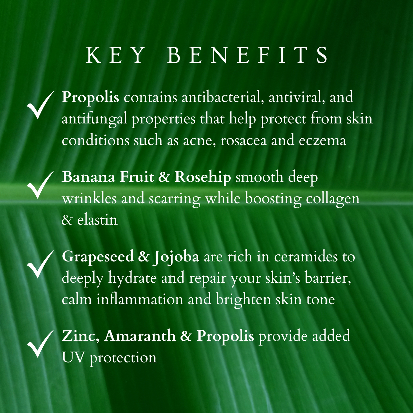 text describing key benefits of banana barrier cream