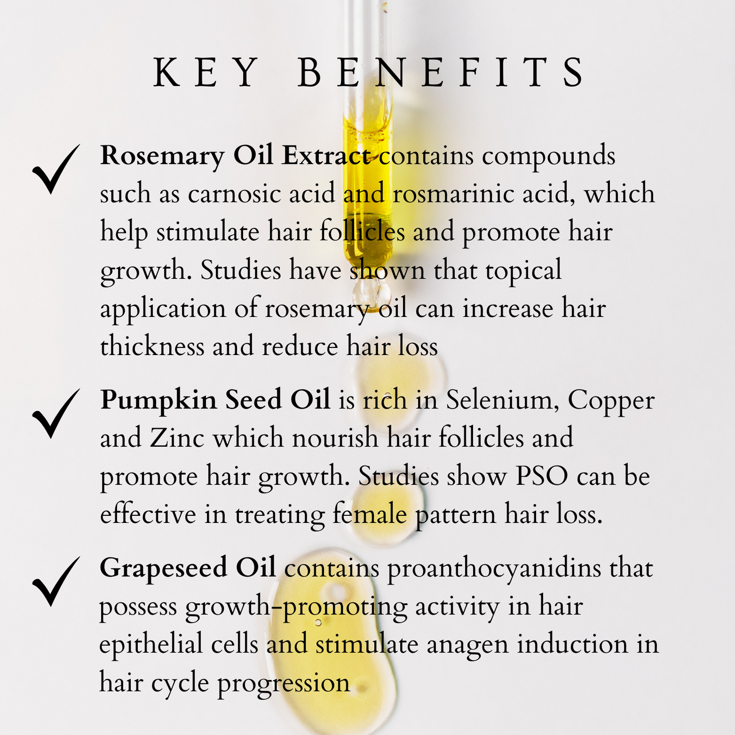 text describing key benefits of the brow growth serum