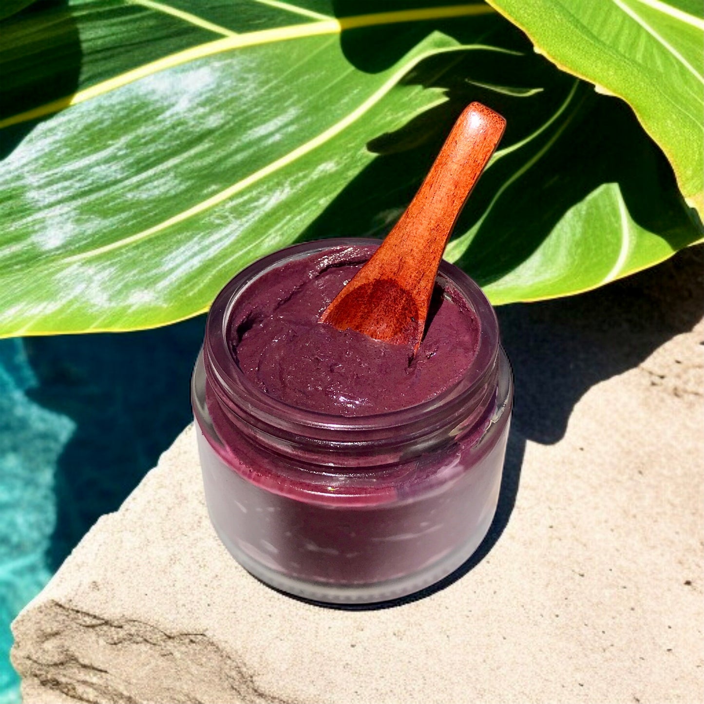 rose petal & clay exfoliator by pool