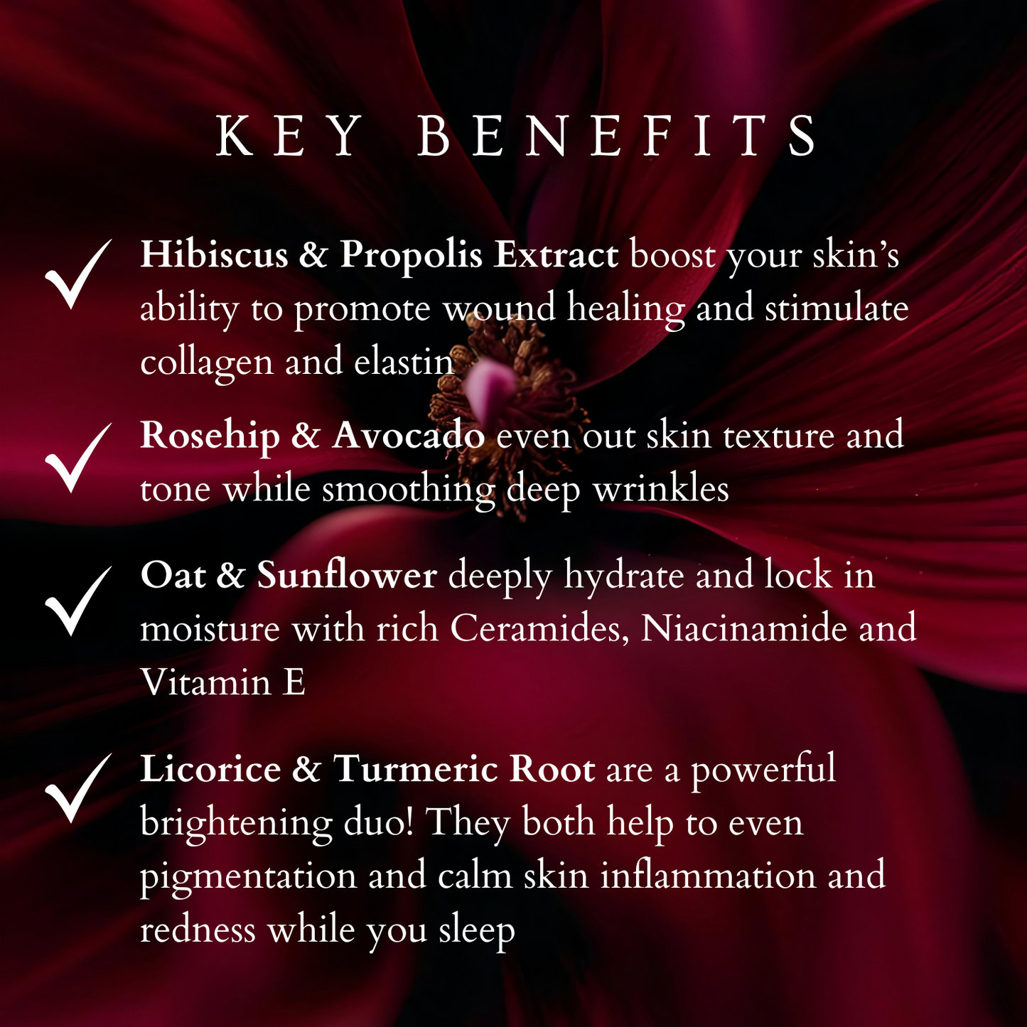 text of key benefits of the hibiscus night renewal
