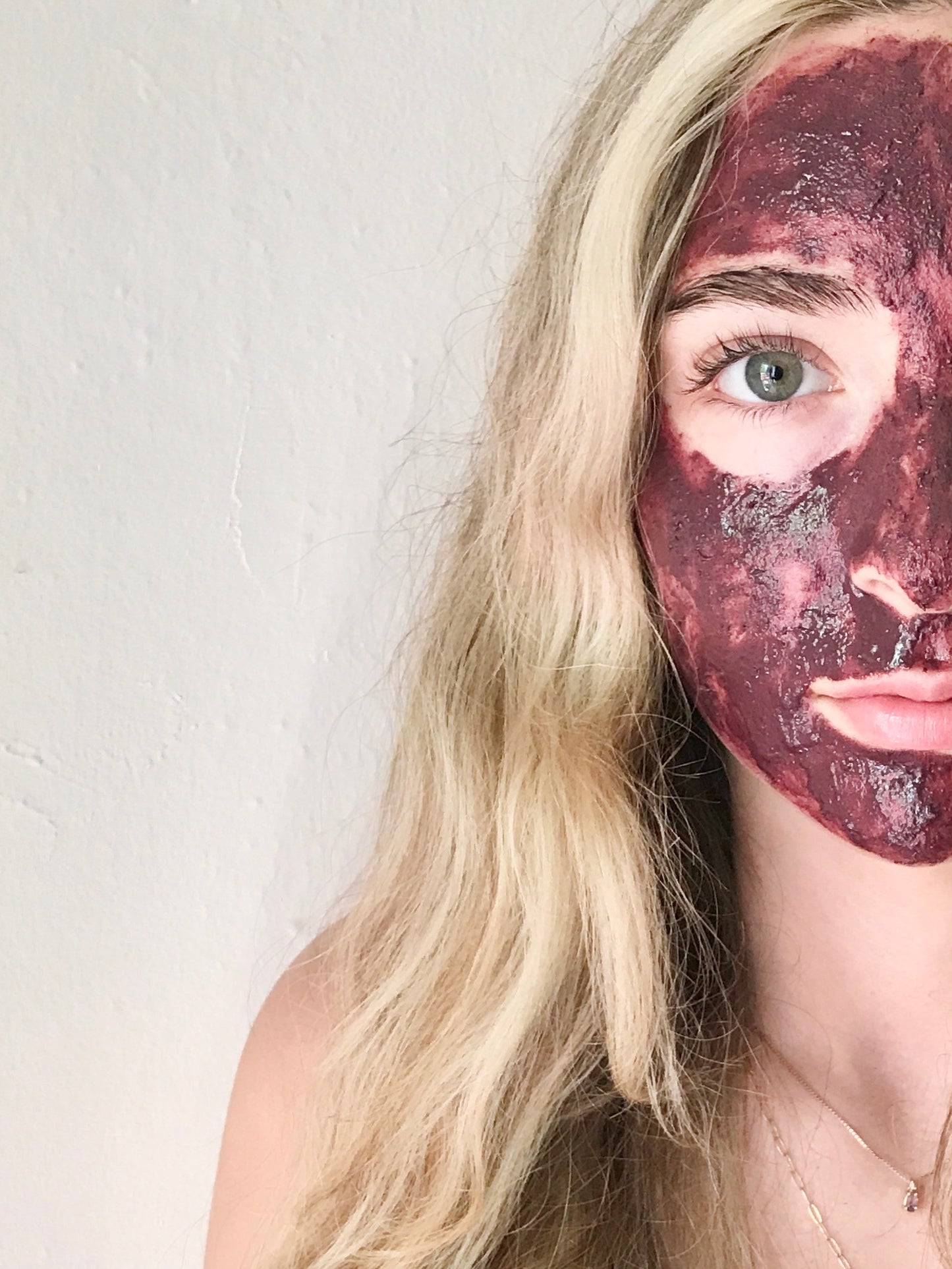 rose petal and clay mask on girl's face