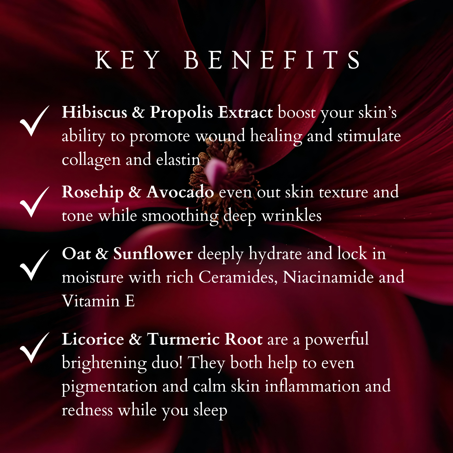 text of key benefits of the hibiscus night renewal